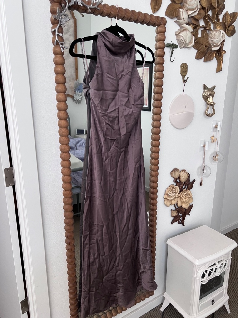NWT ANINE BING Eliana Silk Charmeuse Halter Midi Dress Brown Size Small - Picture 4 of 8